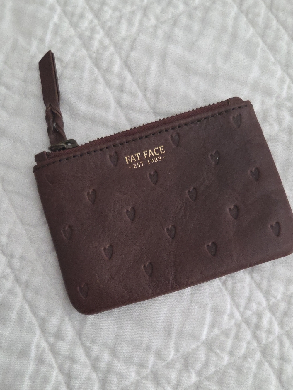 Y2K Fat Face England U.K. Leather Company Hearts Card Case